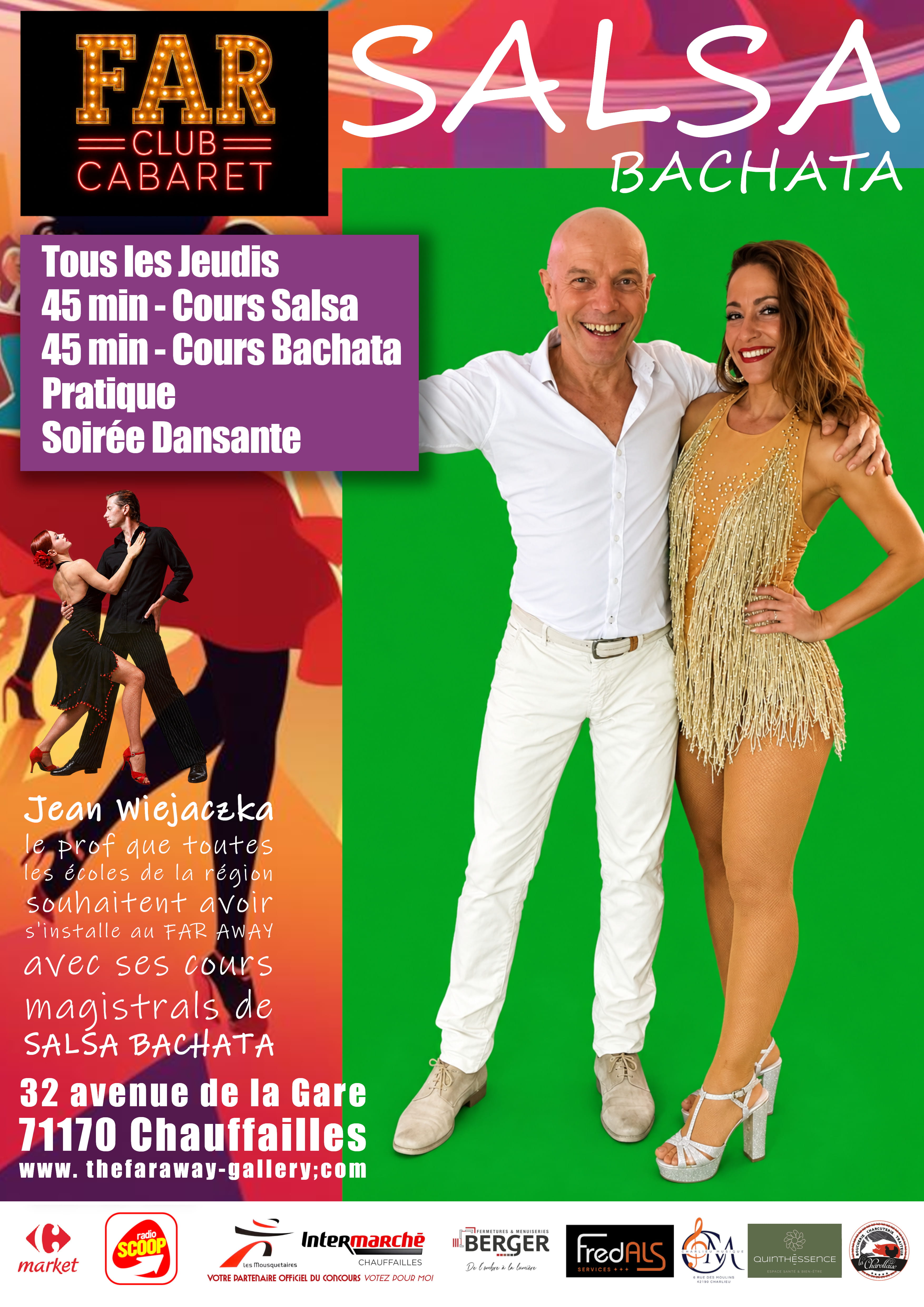 Cours de Salsa Bachata avec Jean Wiejaczka, tous les jeudis